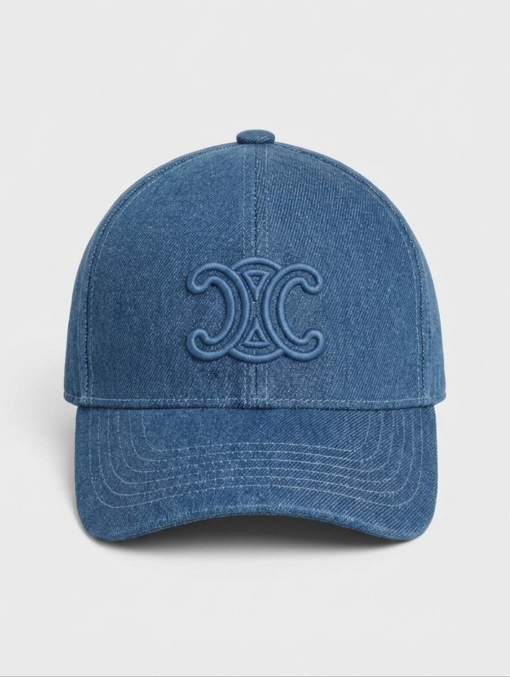 🔥NWT‼️✨ CELINE ✨ Authentic Denim Blue Triomphe Baseball Cap Hat - Unisex